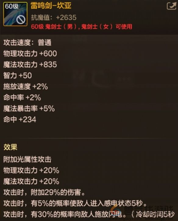 地下城与勇士起源60级史诗短剑雷鸣剑强不强 60级史诗短剑雷鸣剑面板属性及强度详细分析图2